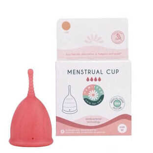 Copa menstrual reutilizable color rosa talla M, 1 unidad, FemiEko