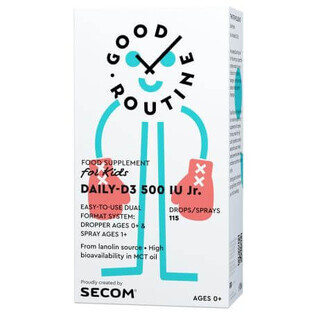 Vitamine D3 voor kinderen Daily-D3 Jr Good Routine, 500 IE, 15 ml, Secom