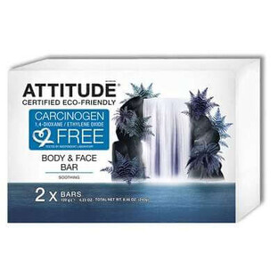 Soothing solid soap for face and body, 2 pieces, 240 g, Attitude