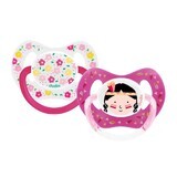 Set of 2 physiological pacifiers for girls, +18 months, Dodie