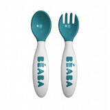 Ergonomic spoon and fork set Bleu, Beaba