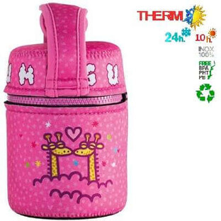 Thermoskanne für feste Nahrung und Neoprentasche - Giraffe, 1 Liter, Laken