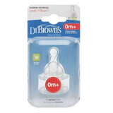 Level 1 silicone teat for narrow-necked bottles, +0 months, Dr. Browns