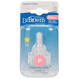 Narrow-necked teats for premature babies, +0 months, Dr. Browns