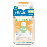Y-cut silicone teats for wide neck bottles, 9 months+, Options+, Dr. Browns