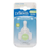 Silicone nipples for narrow-necked bottles with Y-cut for dense liquids, +9 months, 2 pieces, Dr.Browns