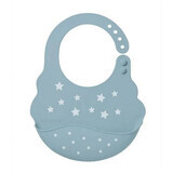 Blue silicone bib with adjustable lock, BabyOno
