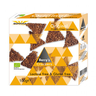 Crackers organic crocant cu seminte fara lactoza/gluten, Original, 100g,  Bonvita