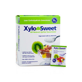 XyloSweet zoetstof, 100% xylitol, 100% natuurlijk, doos 100 zakjes x 4g