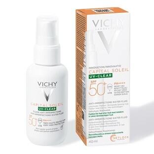 Vichy Capital Soleil UV Clear Sun Protection Fluid, for oily skin with acne tendency SPF 50 + , 40 ml