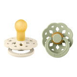 Set of 2 Boheme Latex Round Teat Soothers, +0 months, Ivory - Sage, Bibs
