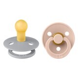 Set of 2 Colour Latex Round Teat Soothers, +0 months, Cloud - Blush, Bibs