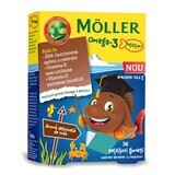 Gummy fish with Omega-3 and cola flavour, 36 jellies, Moller's