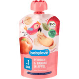 Babylove Purée de pêche avec banane et pomme ECO, 12+, 100 g