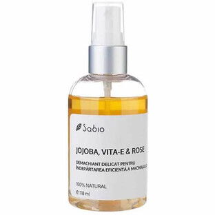 Démaquillant biphasé au jojoba, à la vigne rouge et à la rose, 118 ml, Sabio