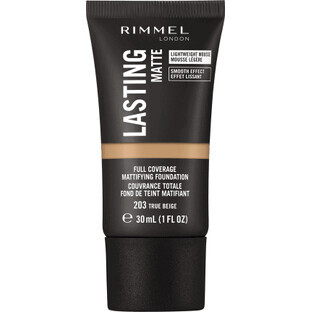 Rimmel London Base de Maquillaje Duradera 203 True Beige, 30 ml