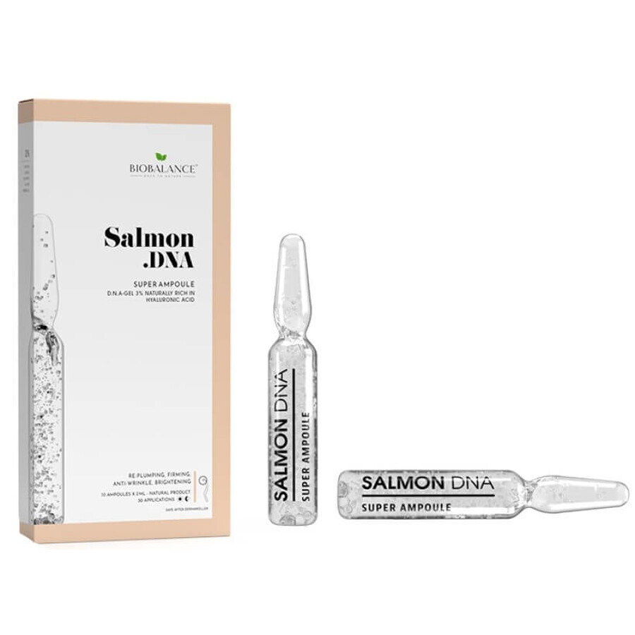 Viales concentrados antiedad con ácido hialurónico de caviar de salmón, Bio Balance, 10 x 2 ml
