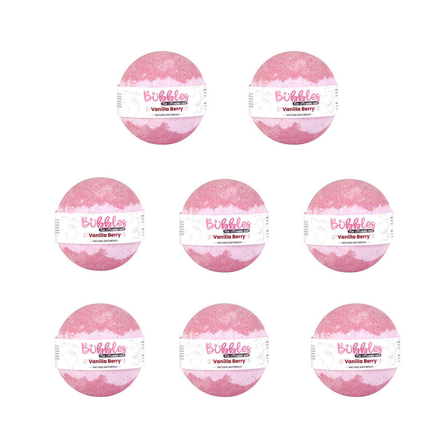 Set van 8 badballen voor kinderen, Vanillebes, Bubbels, 8 x 115 gr