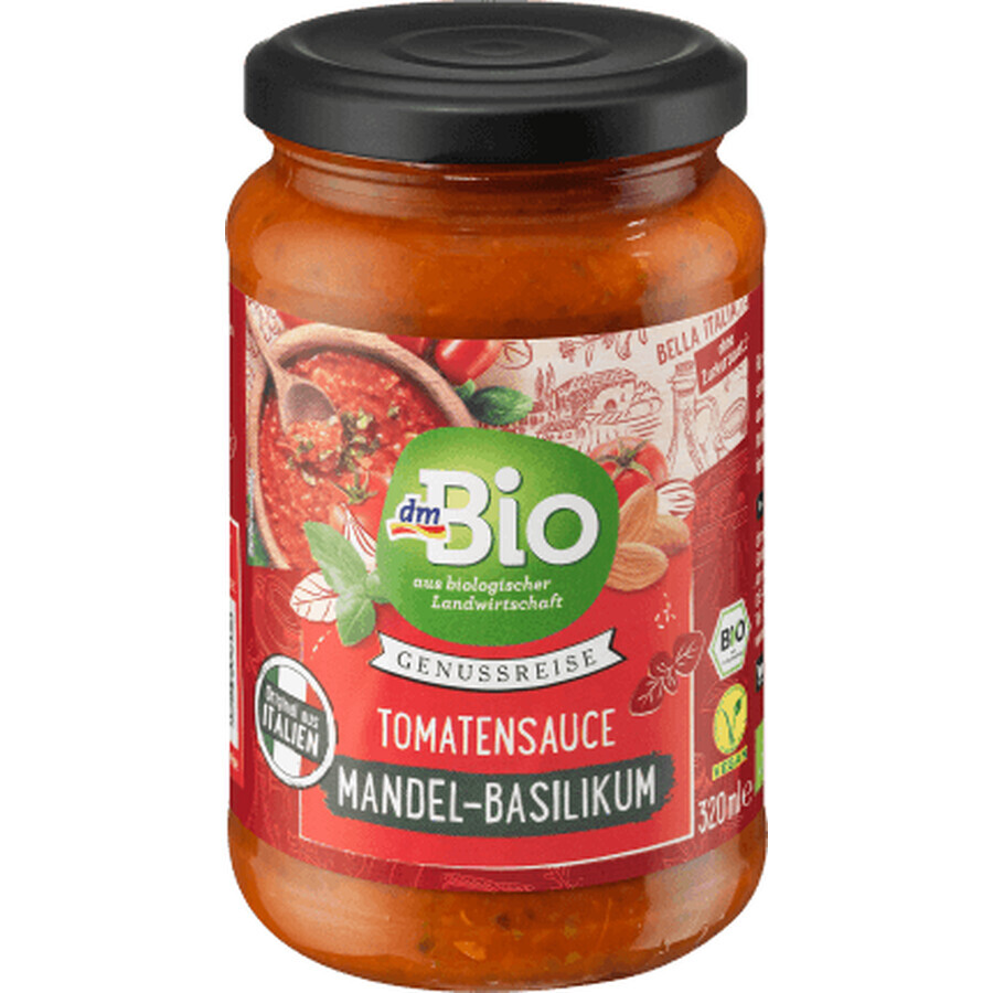 DmBio Salsa de tomate con almendras y albahaca bio, 340 g