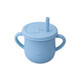 Tasse en silicone avec poign&#233;es et paille, Bleu, 200 ml, Oaki