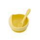 Bowl with suction cup and silicone spoon, Pale Yellow, Oaki