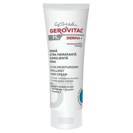 Gerovital H3 Derma+ Crema de manos ultra hidratante y emoliente, 100 ml