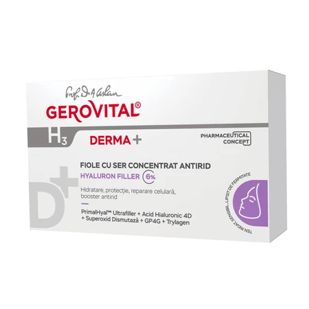 Gerovital H3 Derma+ konzentriertes Anti-Falten-Serum, 10 Ampullen, Farmec