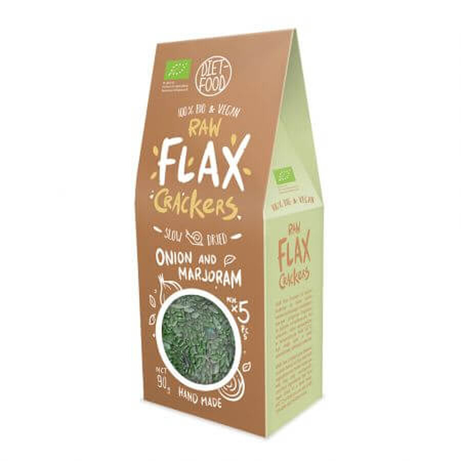 Shop Biscuits au lin végétalien cru avec oignon et marjolaine, 90 g, Diet Food Biscuits au lin végétalien cru avec oignon et marjolaine, 90 g, Diet Food