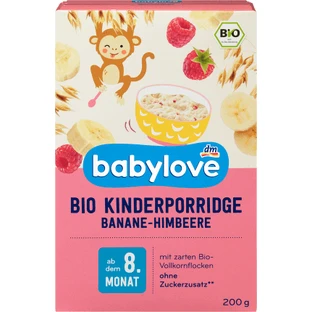 Babylove 8th month banana and raspberry oat porridge, 200 g