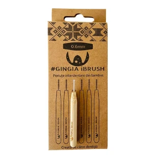 Bamboo interdental brushes with cap, 0.6mm, 6 pieces, Gingia