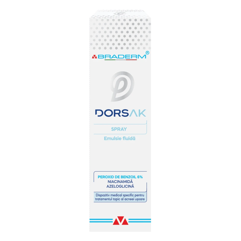 Dorsak spray with fluid emulsion for trunk acne, 100 ml, Braderm