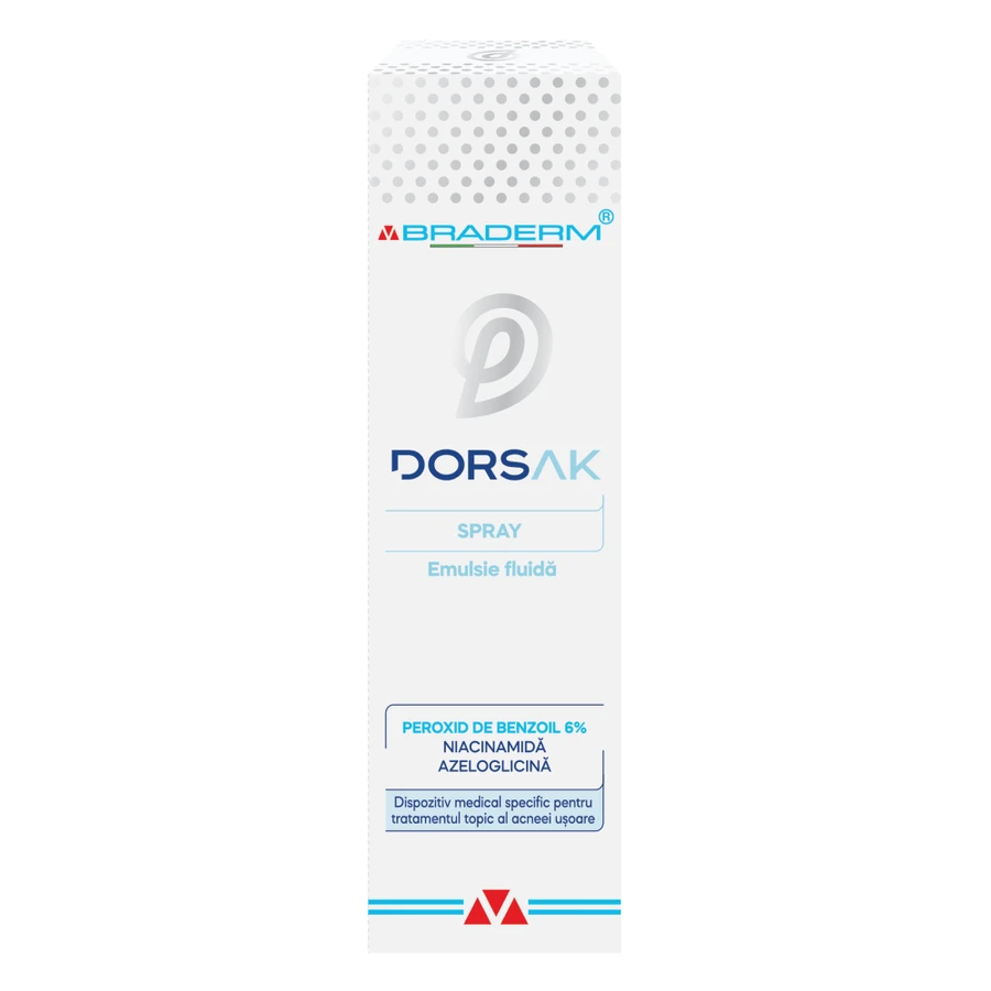 Dorsak spray with fluid emulsion for trunk acne, 100 ml, Braderm
