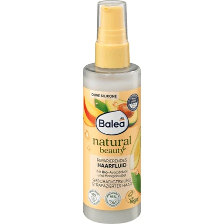 Balea Natural Beauty Reparierendes Haarfluid mit Bio-Avocadoöl und Mangobutter, 100 ml