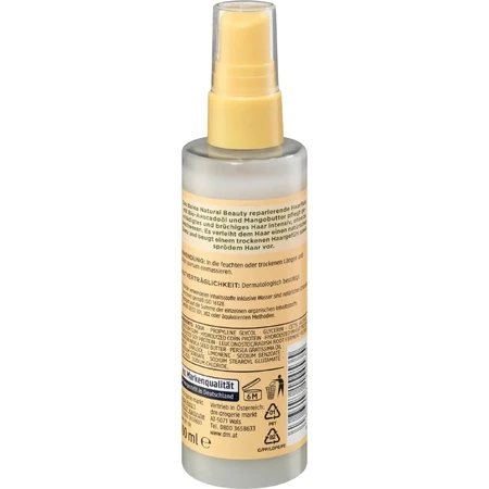 Balea Natural Beauty Reparierendes Haarfluid mit Bio-Avocadoöl und Mangobutter, 100 ml