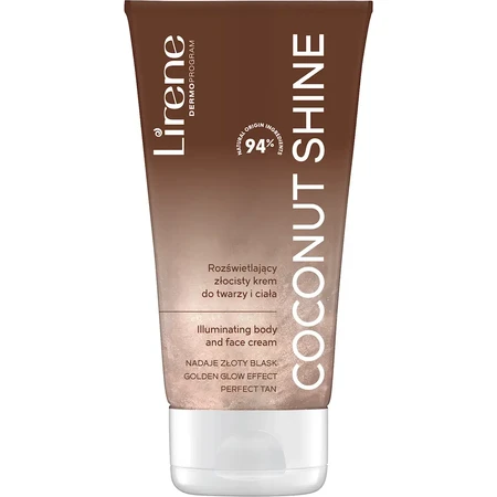 Lirene Kokosnoot Glans Zelfbruinende Gezichts- en Lichaamsverhelderende Crème, 150 ml