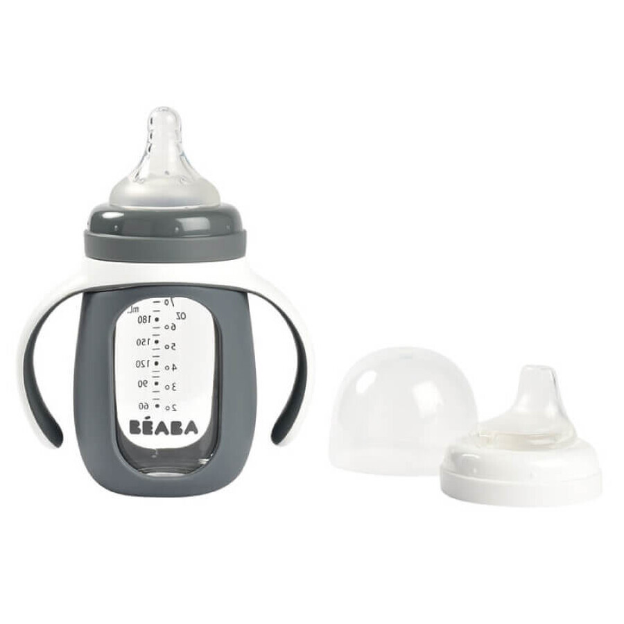 Comprar Botella de vidrio 2 en 1 para el aprendizaje, 210 ml, Gris Mineral, Beaba Botella de vidrio 2 en 1 para el aprendizaje, 210 ml, Gris Mineral, Beaba