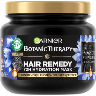 Garnier Botanic Therapy Carbón magnético y aceite de semillas negras mascarilla capilar hidratante, 340 ml