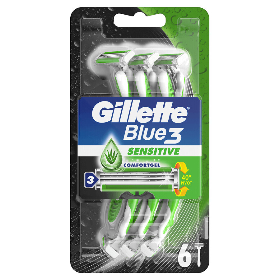 Cumpără Aparat de ras de unica folosinta Blue3 Sensitive, 6 bucati, Gillette Aparat de ras de unica folosinta Blue3 Sensitive, 6 bucati, Gillette