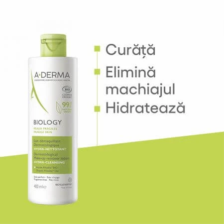Leche limpiadora hidratante A-Derma Biology, 400 ml