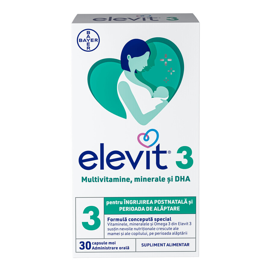 Elevit 3, Multivitaminas para el postparto y la lactancia, 30 cápsulas