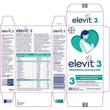 Elevit 3, Postnatale en borstvoedings multivitamine, 30 capsules, Bayer