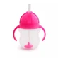 Tasse à paille flexible Any Angle Click Lock avec poignées, +6 mois, rose, 207 ml, Munchkin