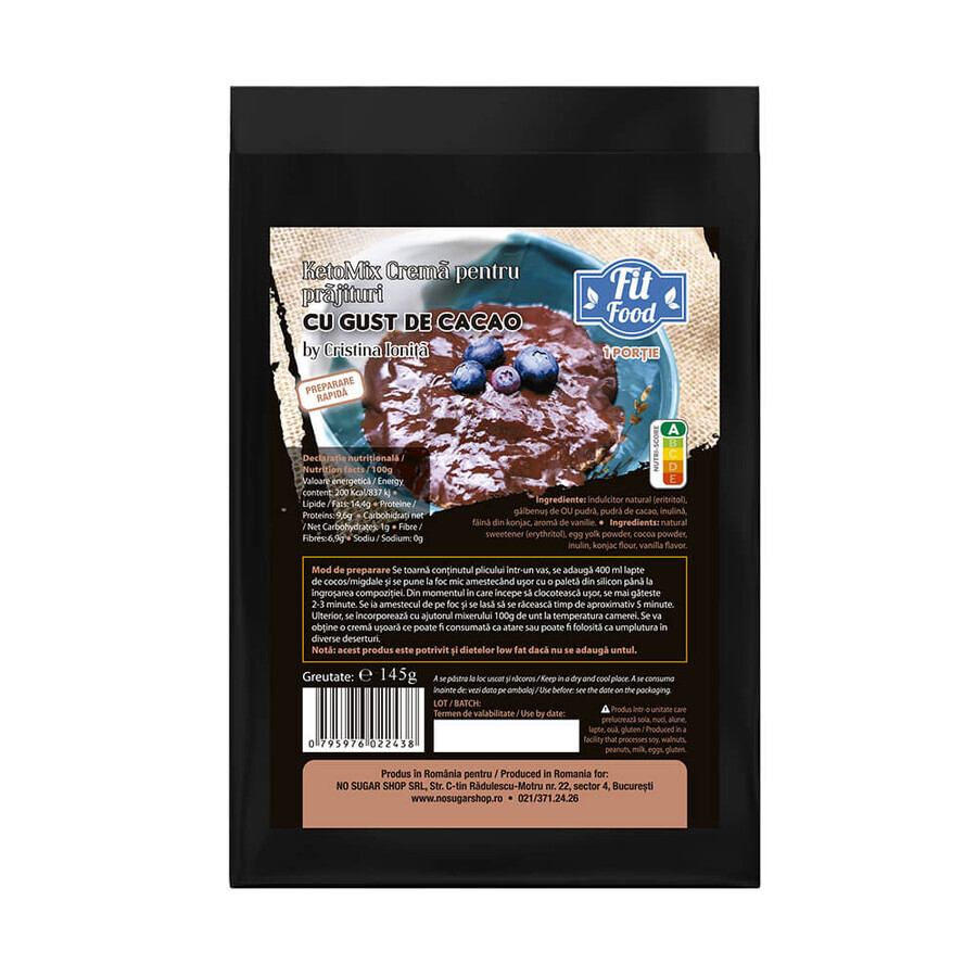 Buy Ketomix Cocoa Flavour Cookie Cream, 145 g, Fit Food Ketomix Cocoa Flavour Cookie Cream, 145 g, Fit Food