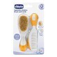 Natural hair brush and comb set, Orange, Chicco