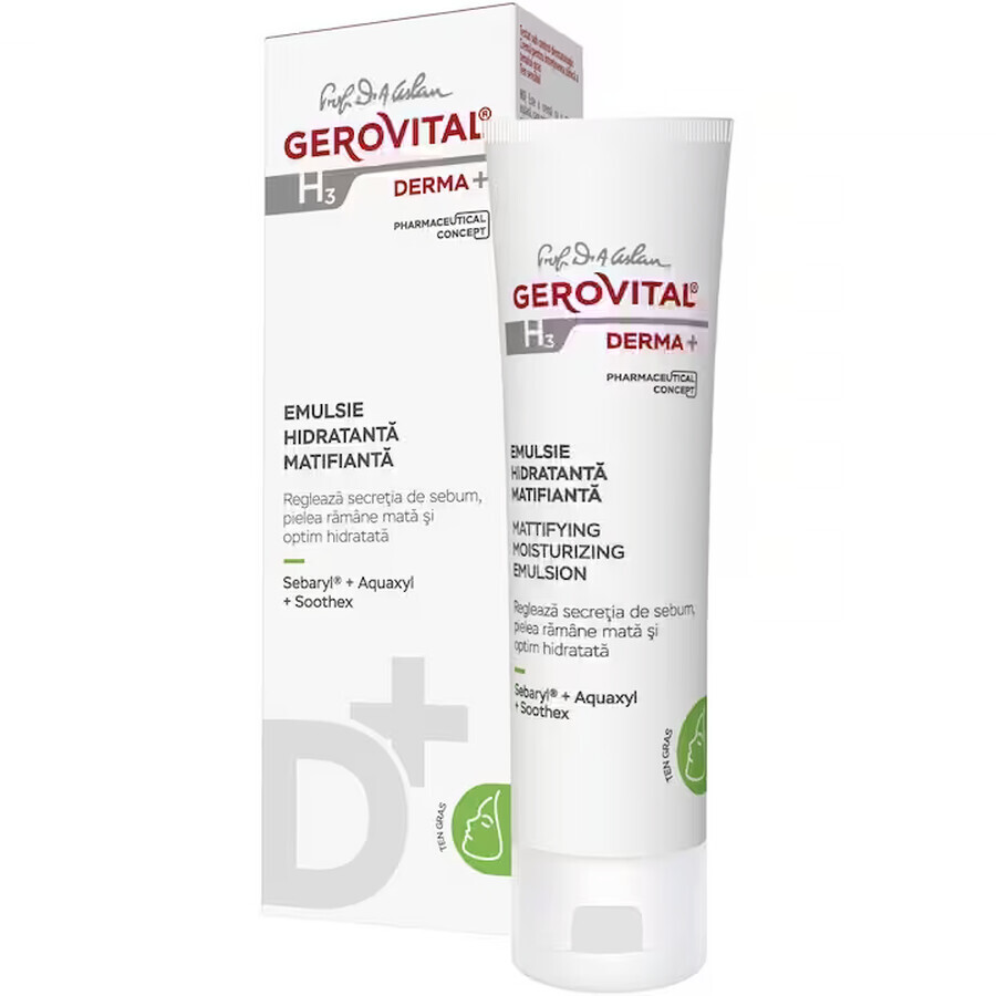 Emulsie hidratanta matifianta ten gras Gerovital H3 Derma+, 50 ml, Farmec