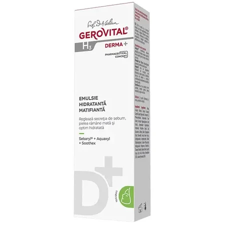 Gerovital H3 Derma+ feuchtigkeitsspendende mattierende Emulsion, 50 ml, Farmec