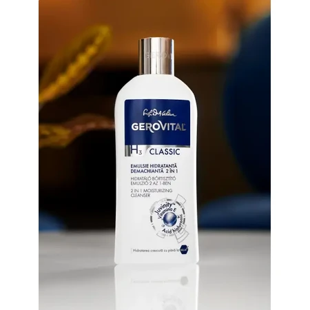 Emulsión hidratante y desmaquillante 2 en 1 Gerovital H3 Classic, 200 ml, Farmec