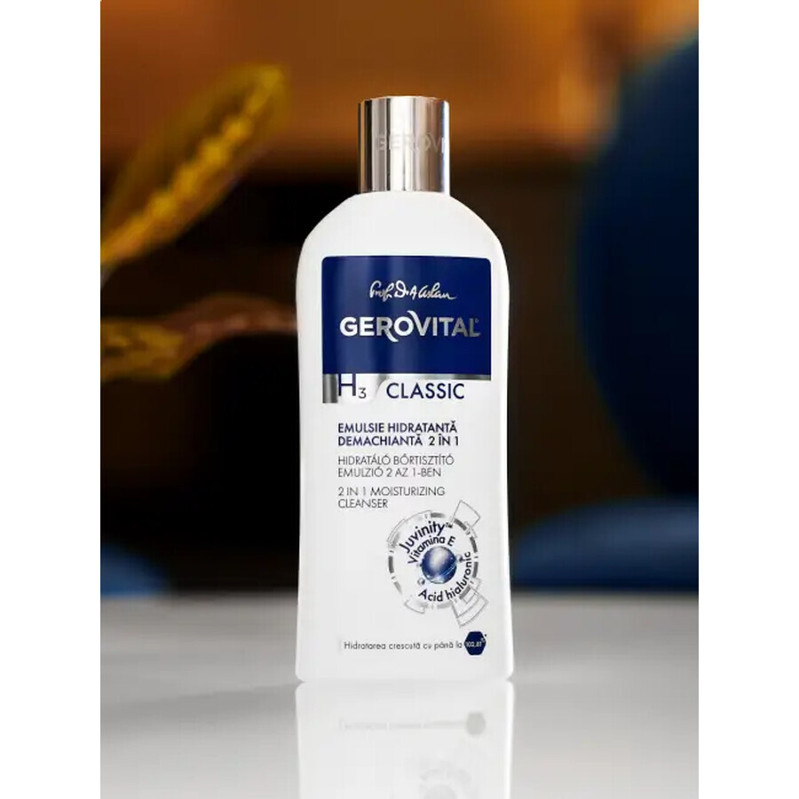 Gerovital H3 Classic 2in1 Feuchthalte- und Reinigungsemulsion, 200 ml, Farmec