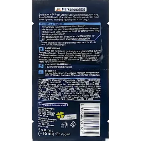 Balea MEN FRESH mascarilla facial para hombres, 16 ml