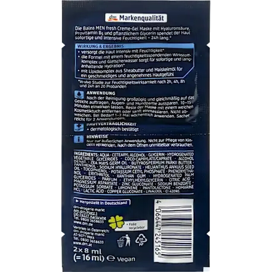 Balea MEN FRESH mascarilla facial para hombres, 16 ml